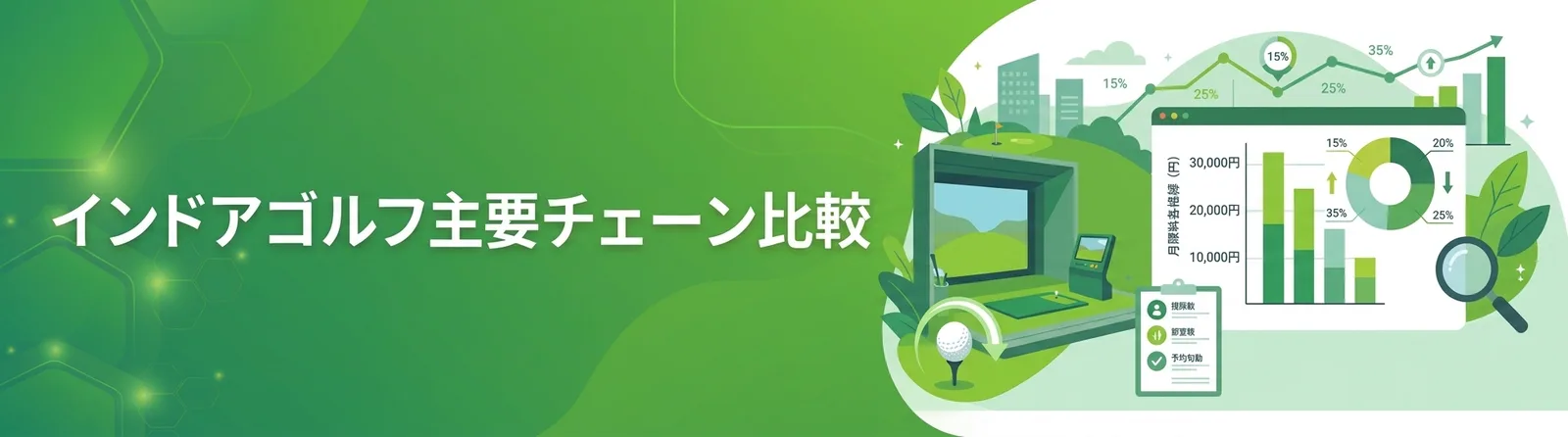 インドアゴルフ主要チェーン比較のアイキャッチ画像